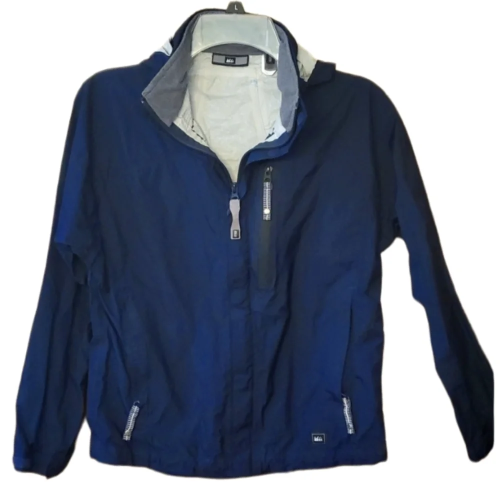 REI Youth Ripstop Navy Raincoat Size Large‎ 12/14